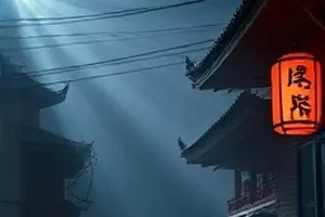 治愈日常剧旧灯与海横版封面，海边修灯铺暖黄灯光